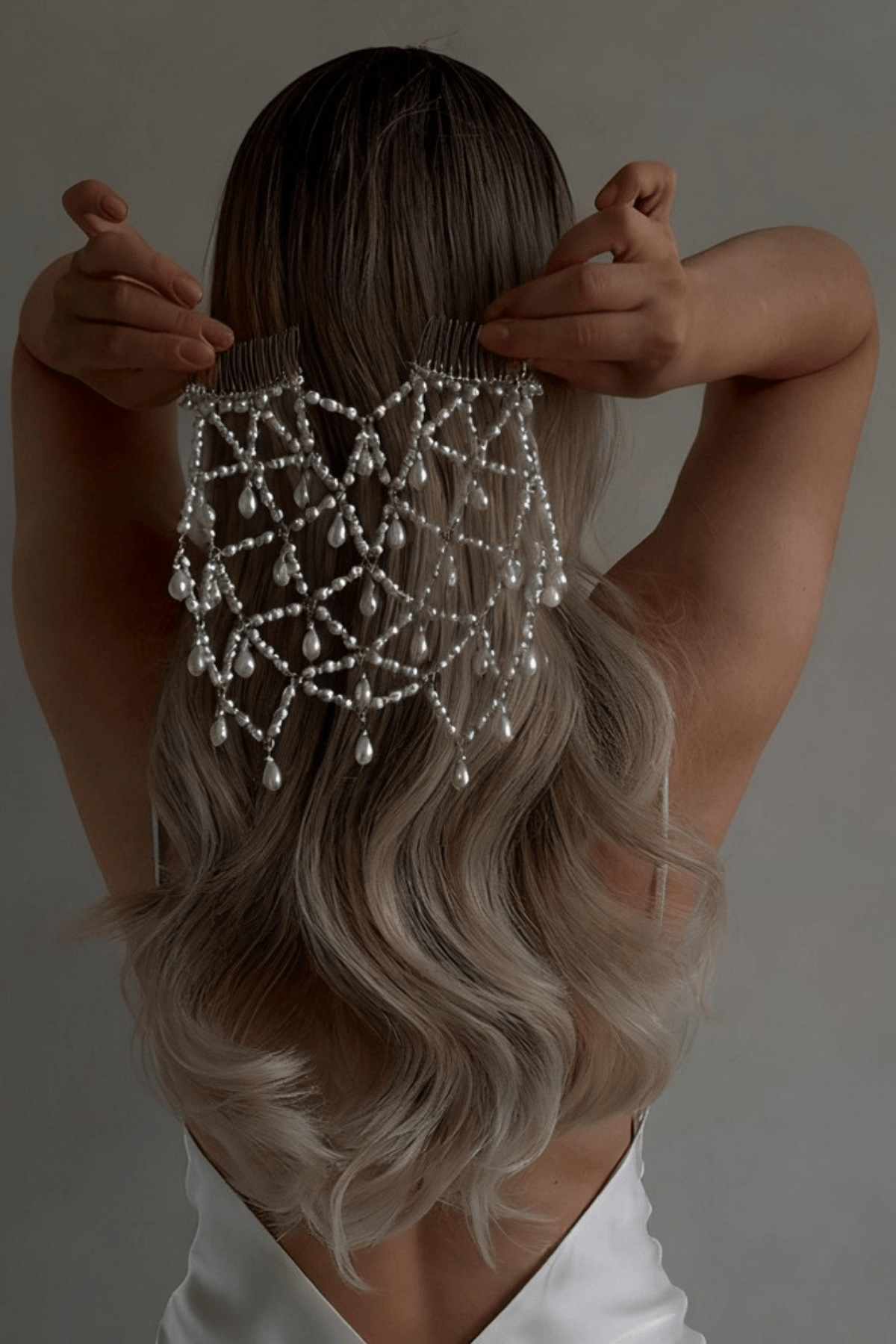 Beaded Pearl Web Drop Formal Hair Comb Avalabel