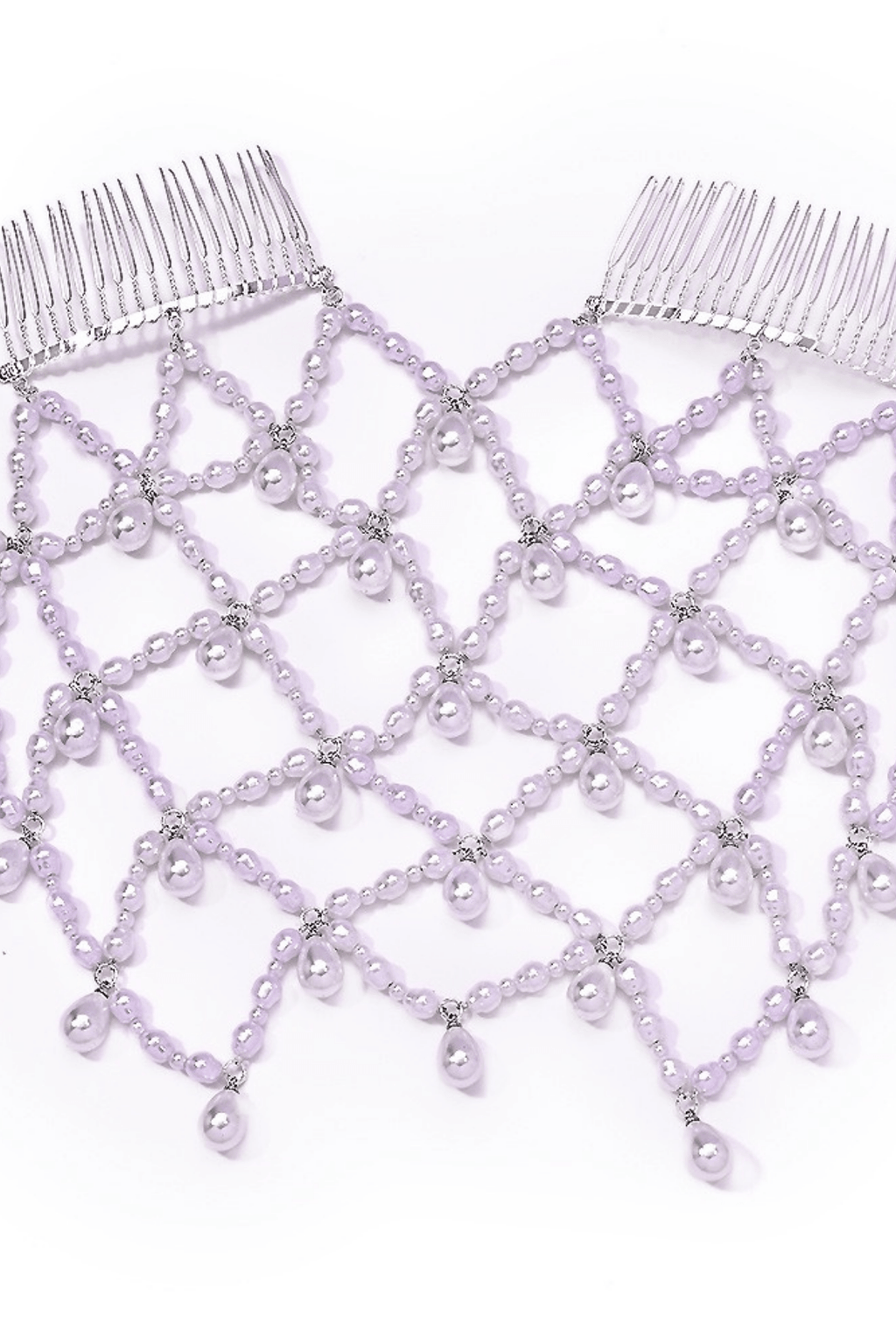 Beaded Pearl Web Drop Formal Hair Comb Avalabel