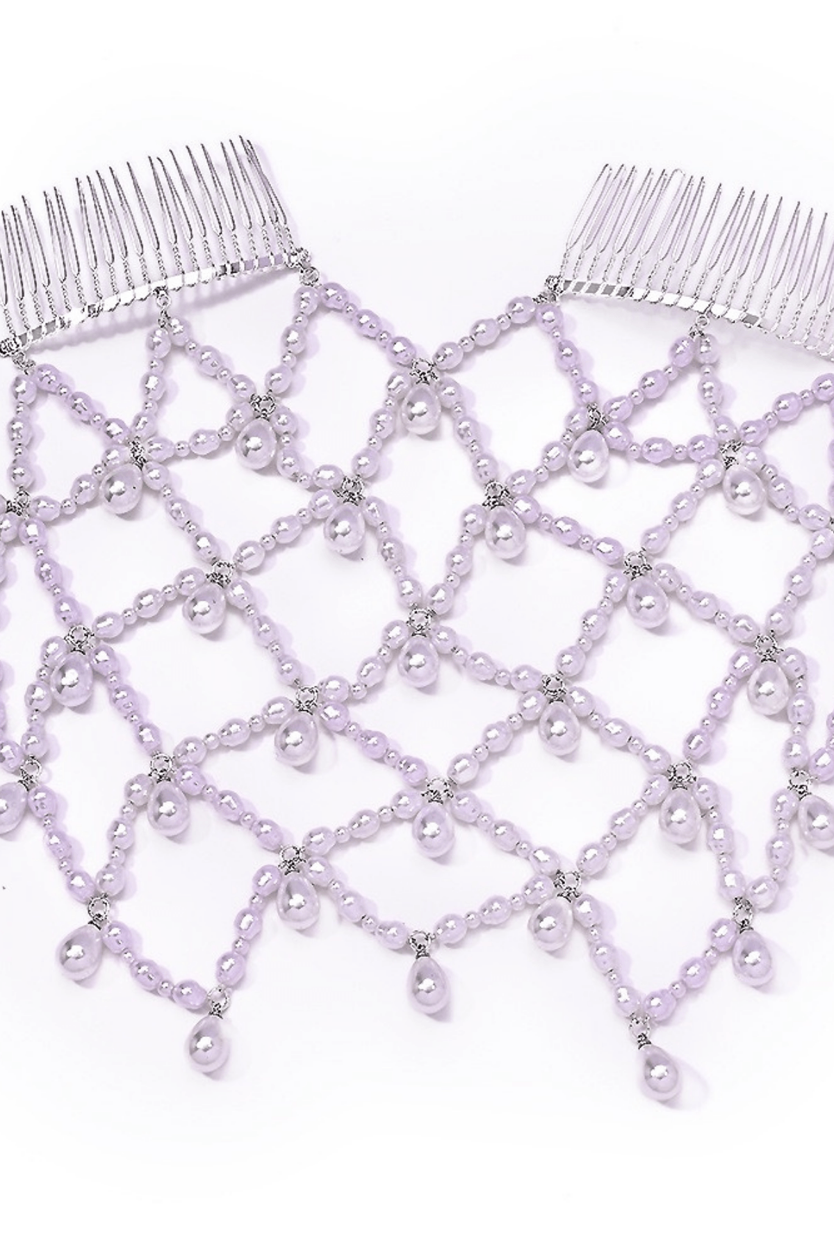 Beaded Pearl Web Drop Formal Hair Comb Avalabel