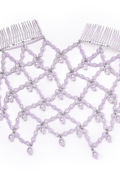 Beaded Pearl Web Drop Formal Hair Comb Avalabel