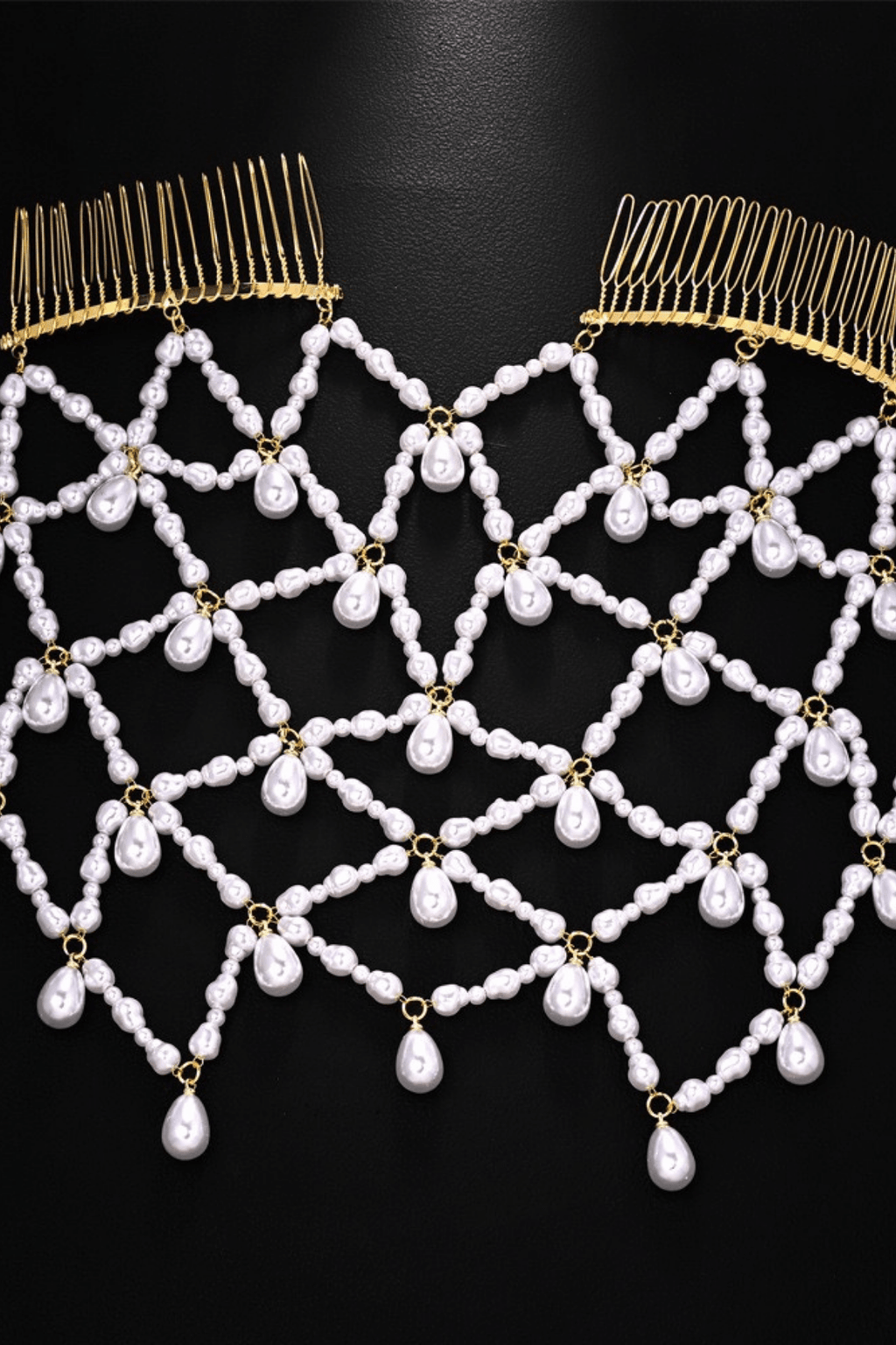 Beaded Pearl Web Drop Formal Hair Comb Avalabel