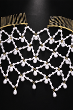 Beaded Pearl Web Drop Formal Hair Comb Avalabel