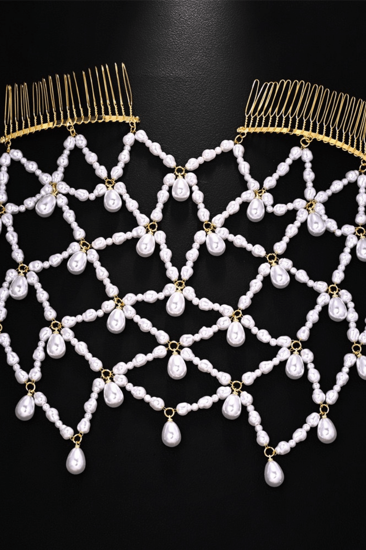 Beaded Pearl Web Drop Formal Hair Comb Avalabel
