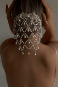 Beaded Pearl Web Drop Formal Hair Comb Avalabel