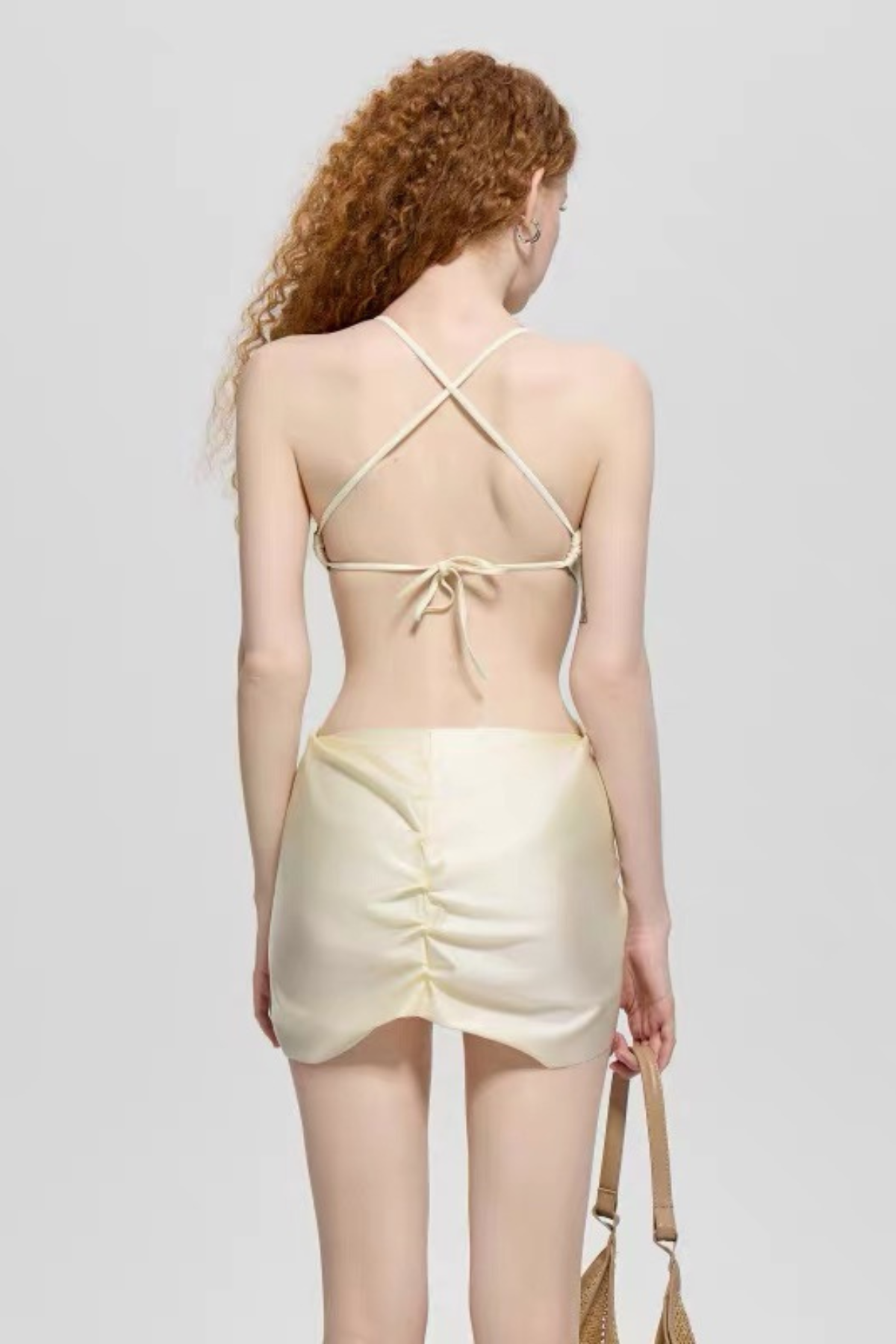 Elowen Cream Satin 3D Rose Cutout Wrap One Piece Swimsuit Avalabel