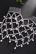 Beaded Pearl Web Drop Formal Hair Comb Avalabel
