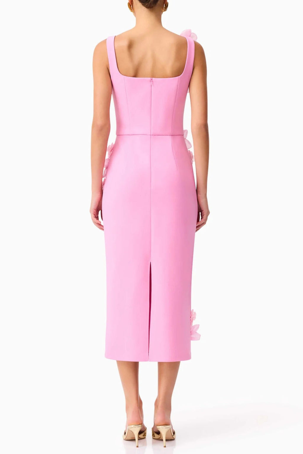 Sabrina 3D Flower Midi Dress in Pink Soraya