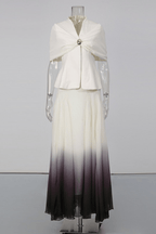 White Cape Top Ombre Pleated Skirt Two Set Avalabel