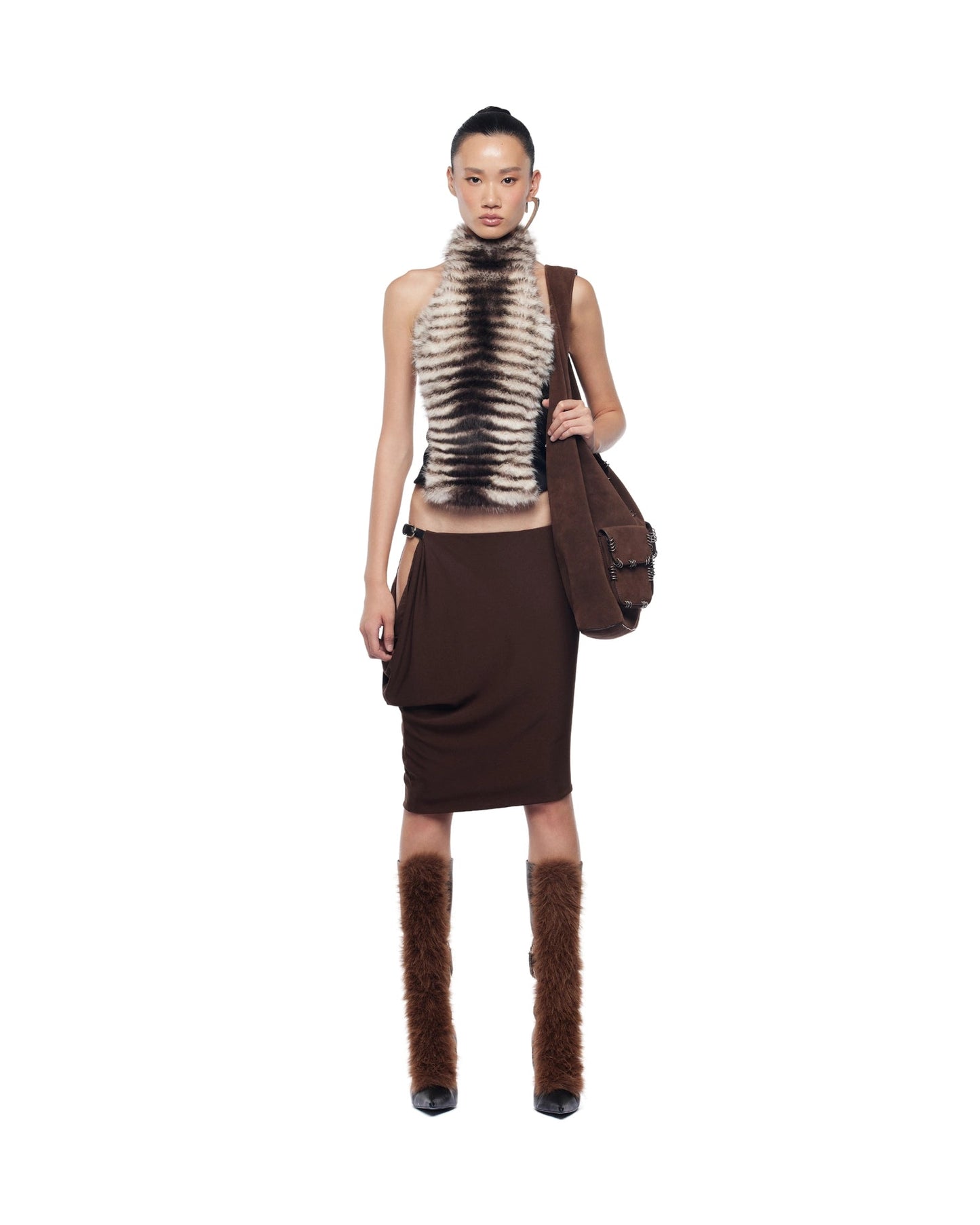 dora halter Backless Furry Top
