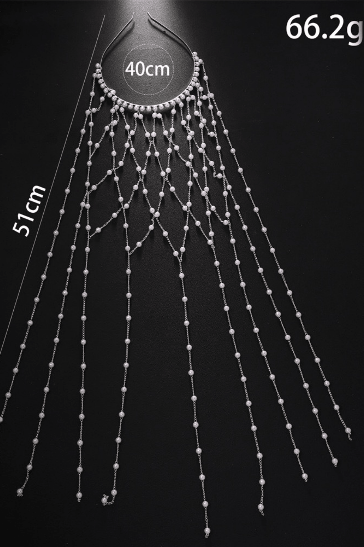 Multi-Strand Flowing Pearl Cascade Headpiece Avalabel