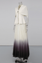 White Cape Top Ombre Pleated Skirt Two Set Avalabel