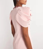 Roxanne Crystal-Embellished Crepe Bodycon Gown in Pink Avalabel