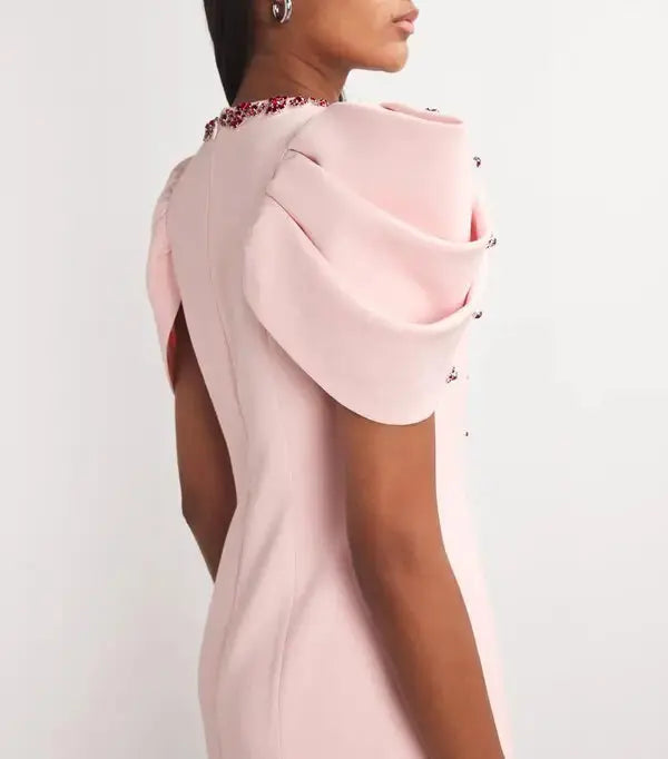 Roxanne Crystal-Embellished Crepe Bodycon Gown in Pink Avalabel