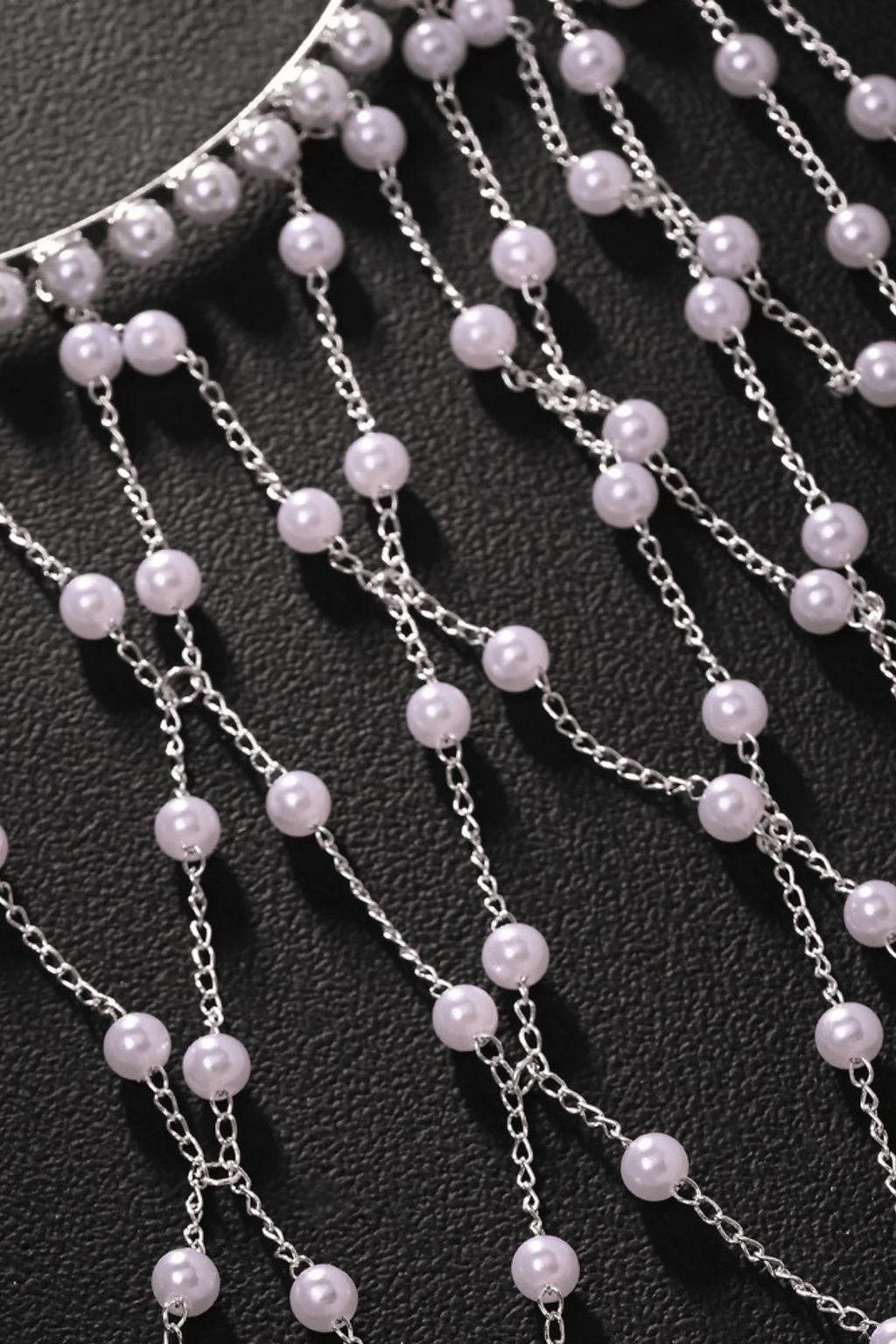 Multi-Strand Flowing Pearl Cascade Headpiece Avalabel