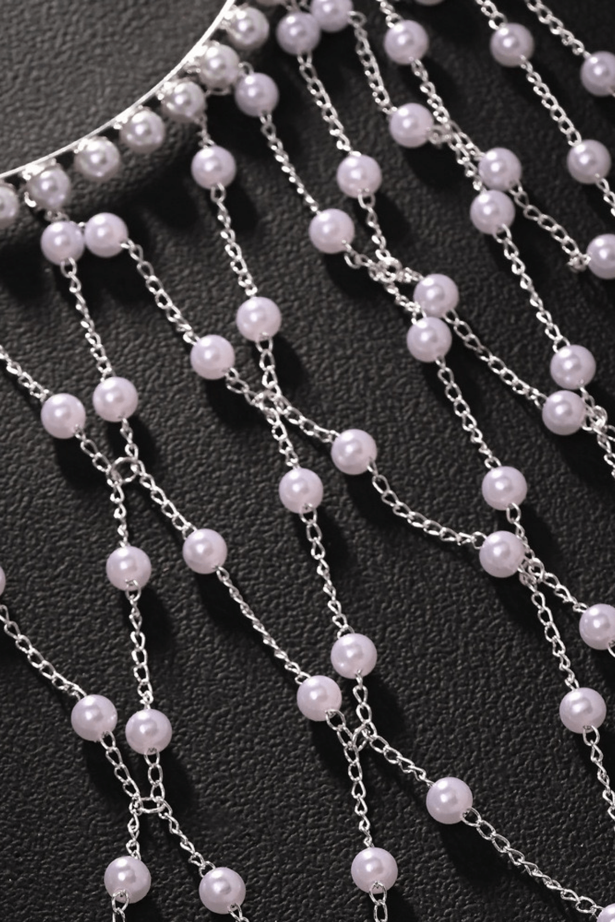 Multi-Strand Flowing Pearl Cascade Headpiece Avalabel