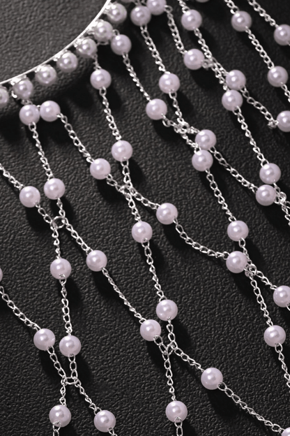 Multi-Strand Flowing Pearl Cascade Headpiece Avalabel