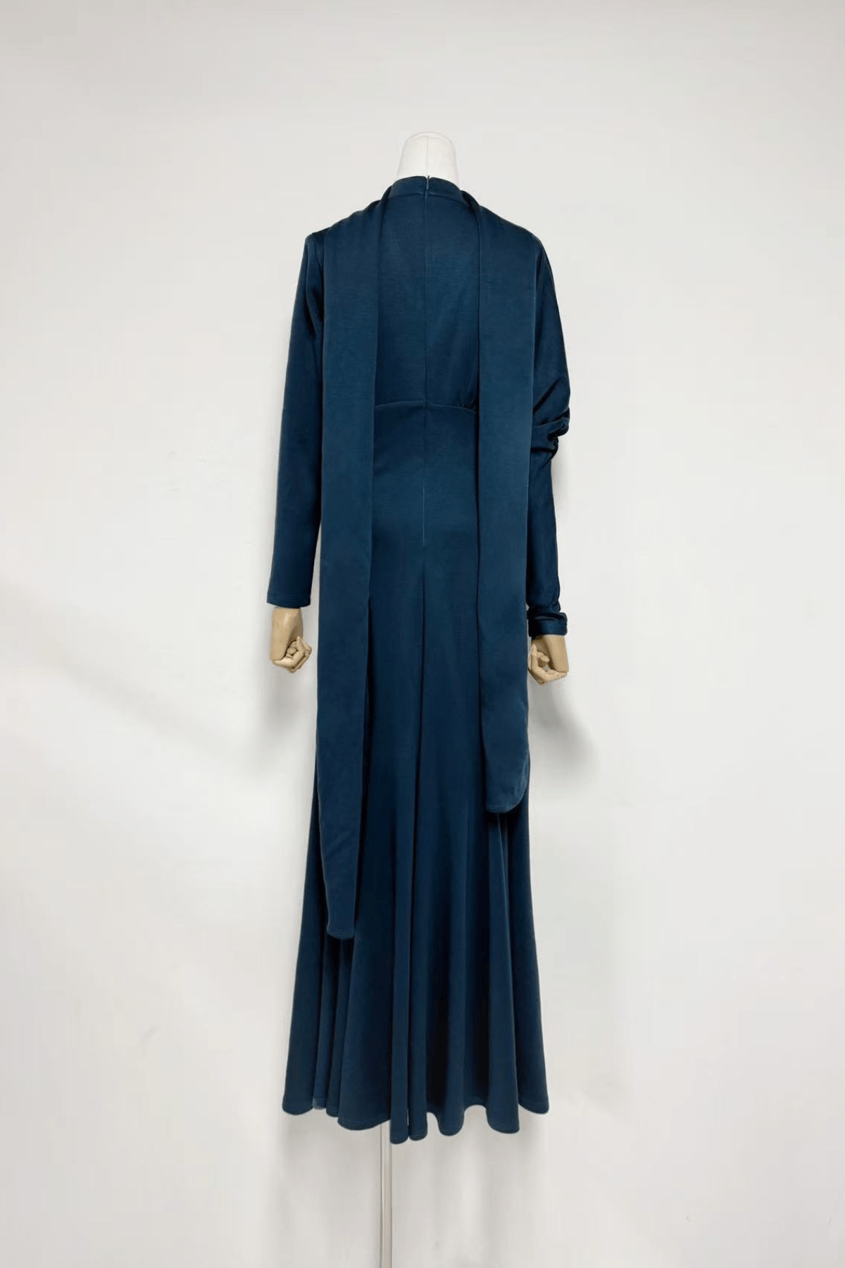 Rose Blue Draped Long Sleeve Maxi Dress Avalabel