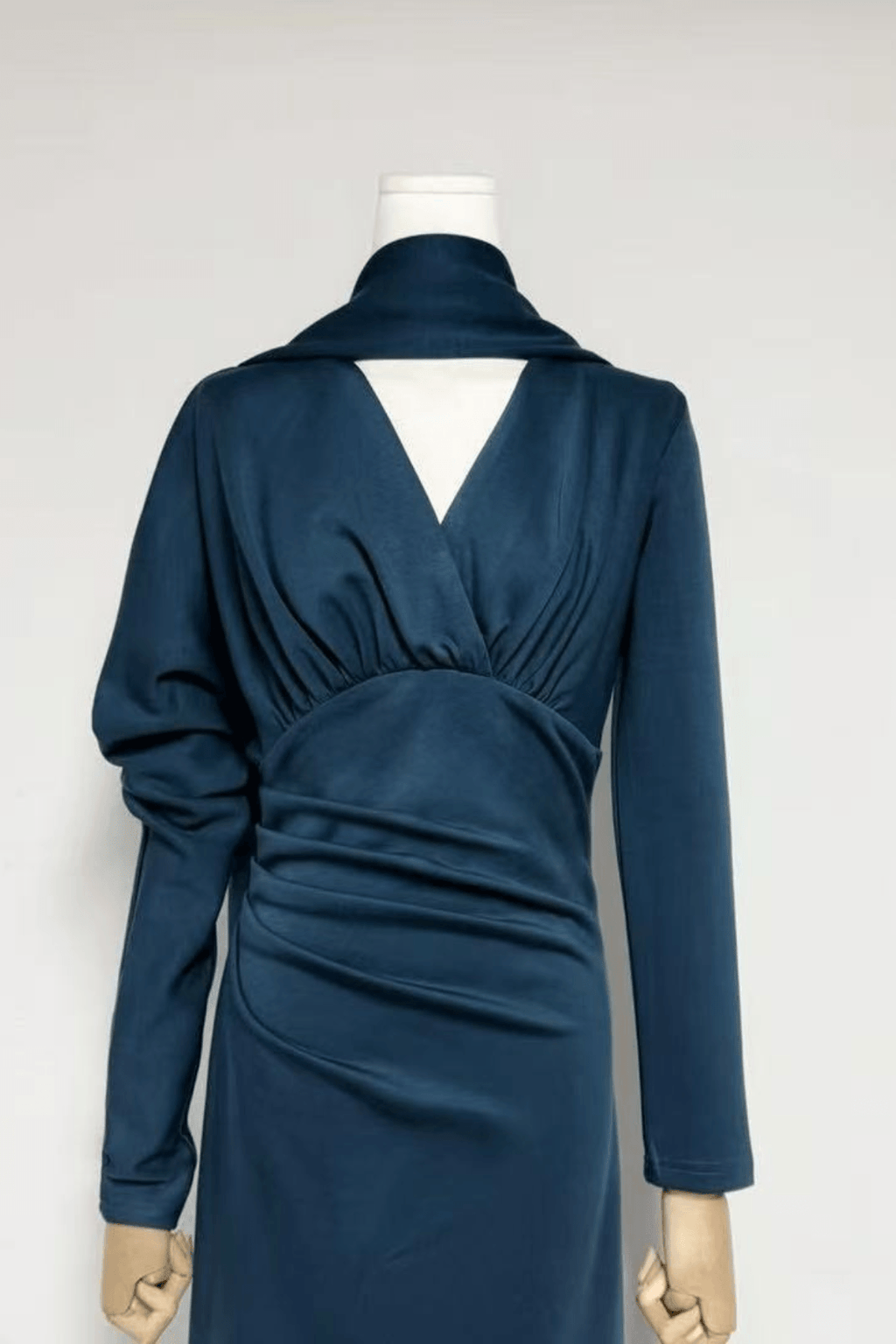 Rose Blue Draped Long Sleeve Maxi Dress Avalabel