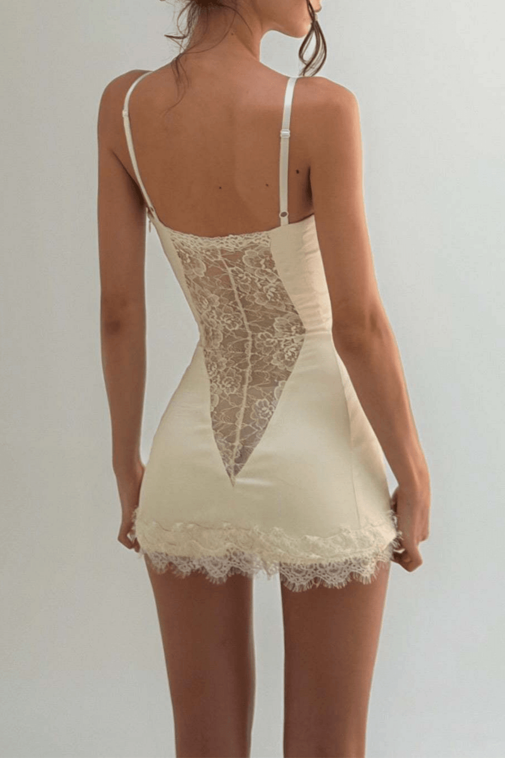 Geeta Satin Lace Corset Slip Mini Dress Avalabel