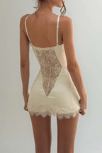 Geeta Satin Lace Corset Slip Mini Dress Avalabel