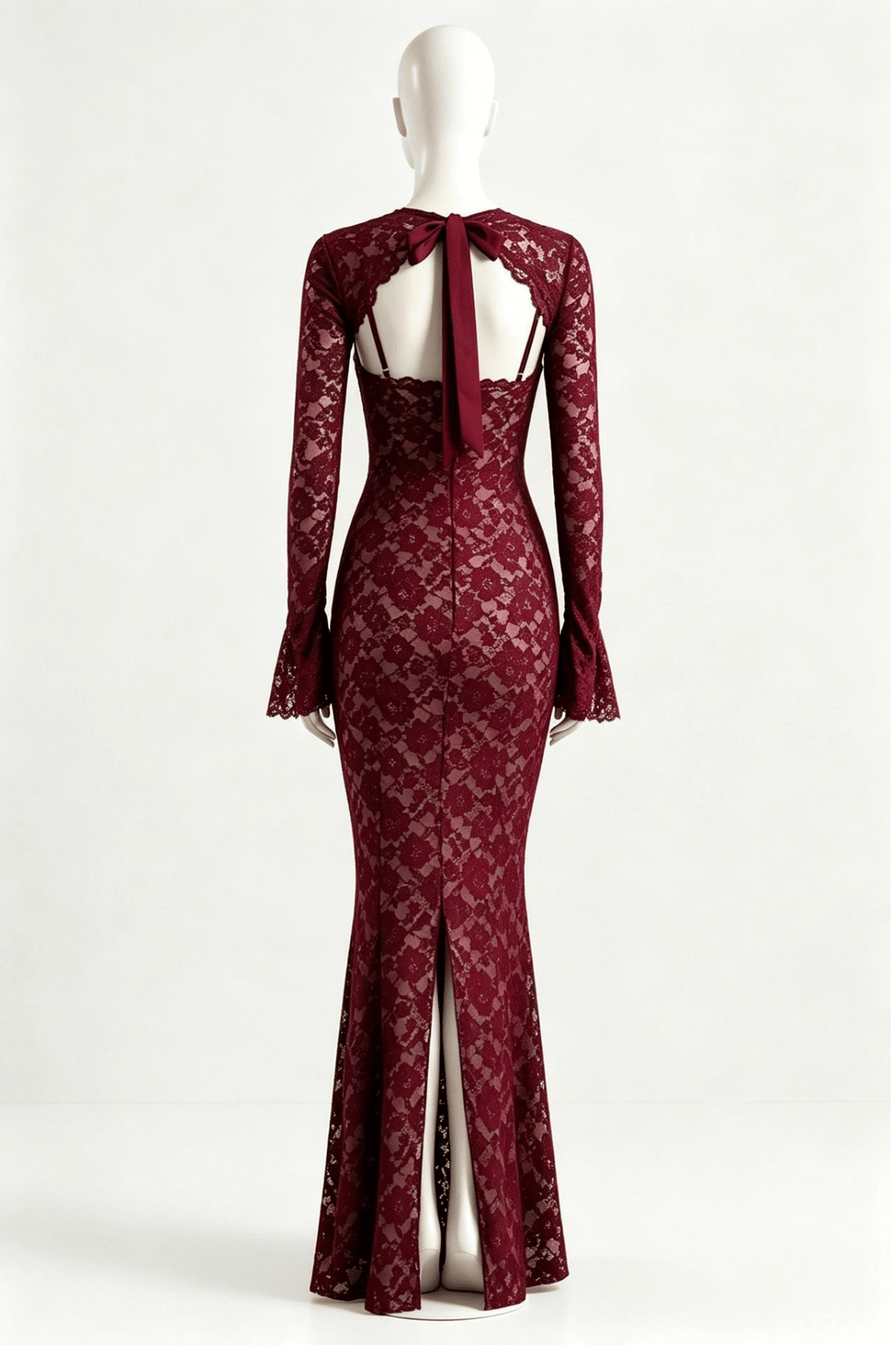 Jenny Burgundy Lace Mermaid Maxi Dress Avalabel
