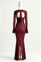 Jenny Burgundy Lace Mermaid Maxi Dress Avalabel