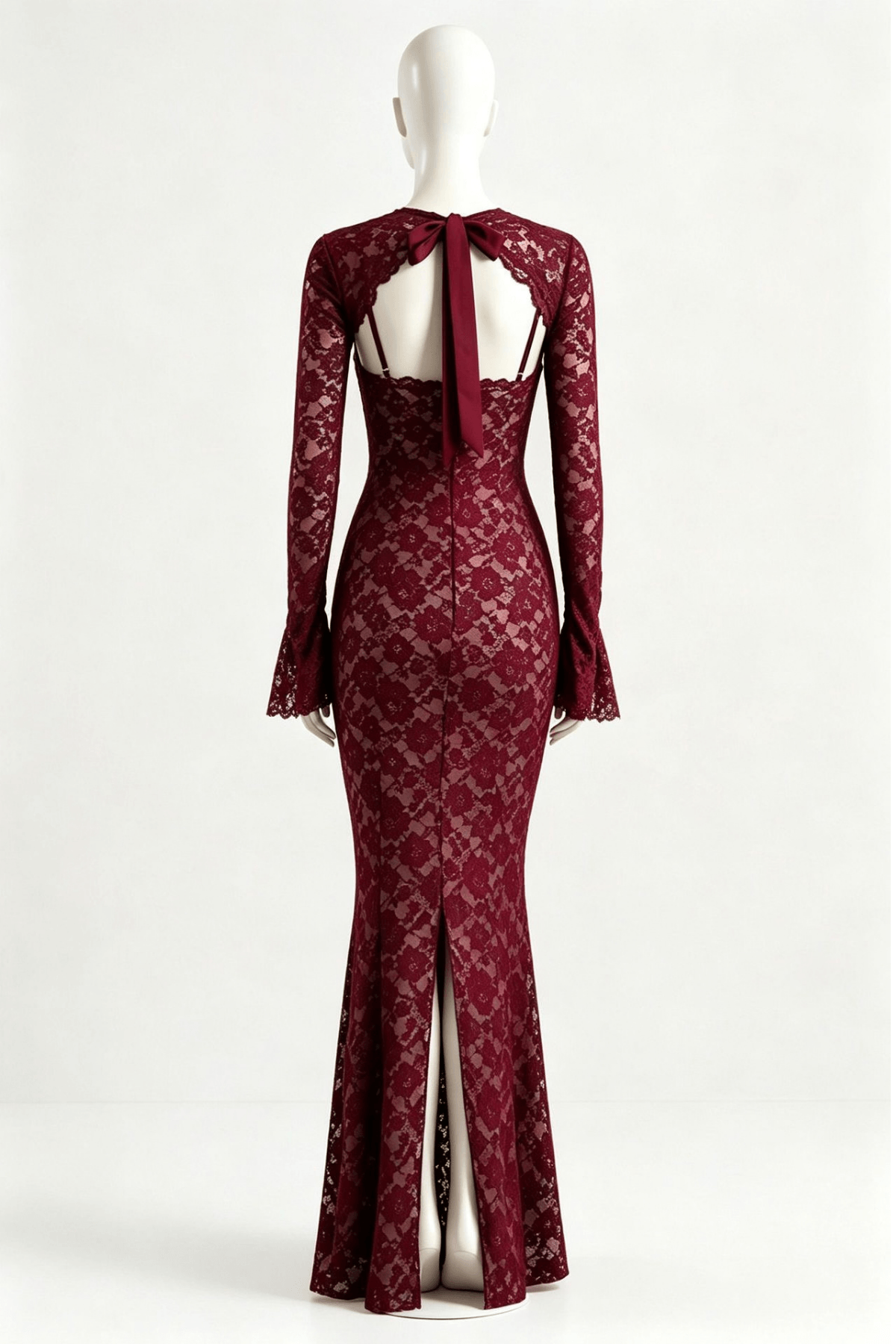 Jenny Burgundy Lace Mermaid Maxi Dress Avalabel