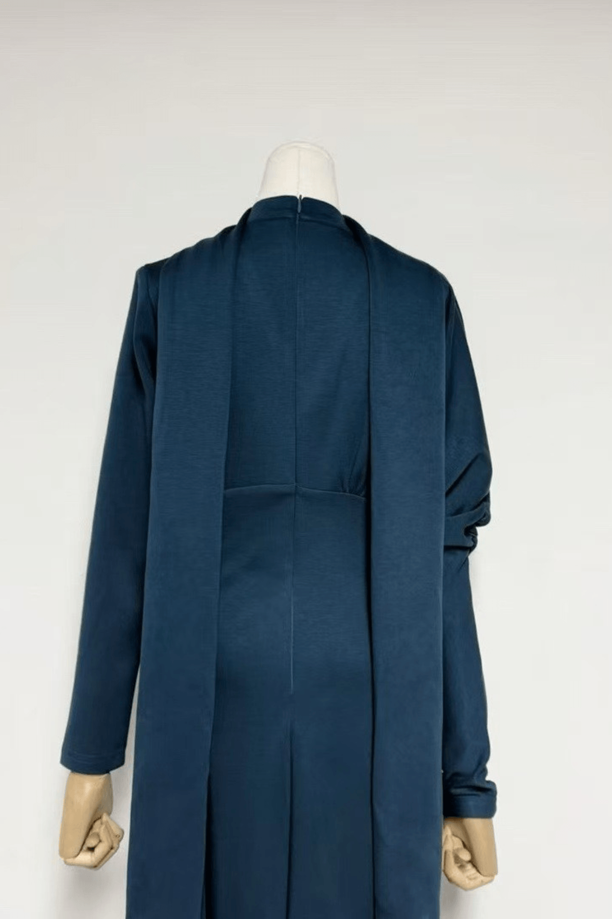 Rose Blue Draped Long Sleeve Maxi Dress Avalabel