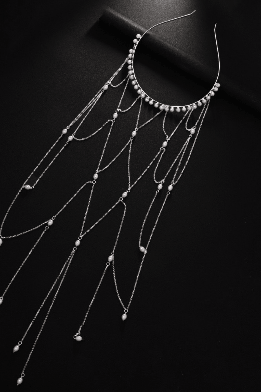 Layered Dangle Pearl Chain Headband Avalabel
