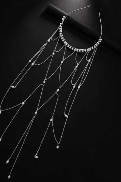 Layered Dangle Pearl Chain Headband Avalabel