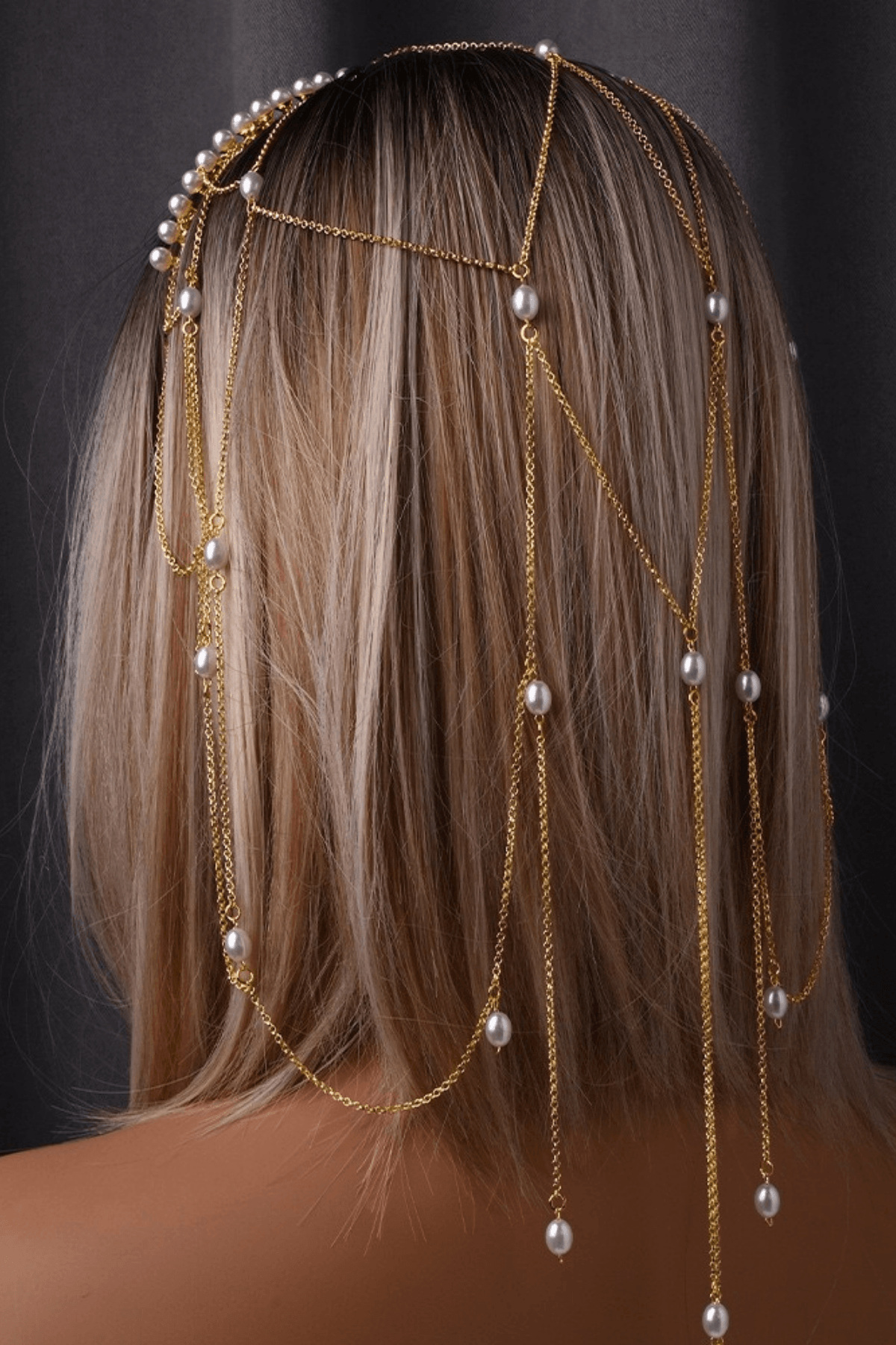 Layered Dangle Pearl Chain Headband Avalabel