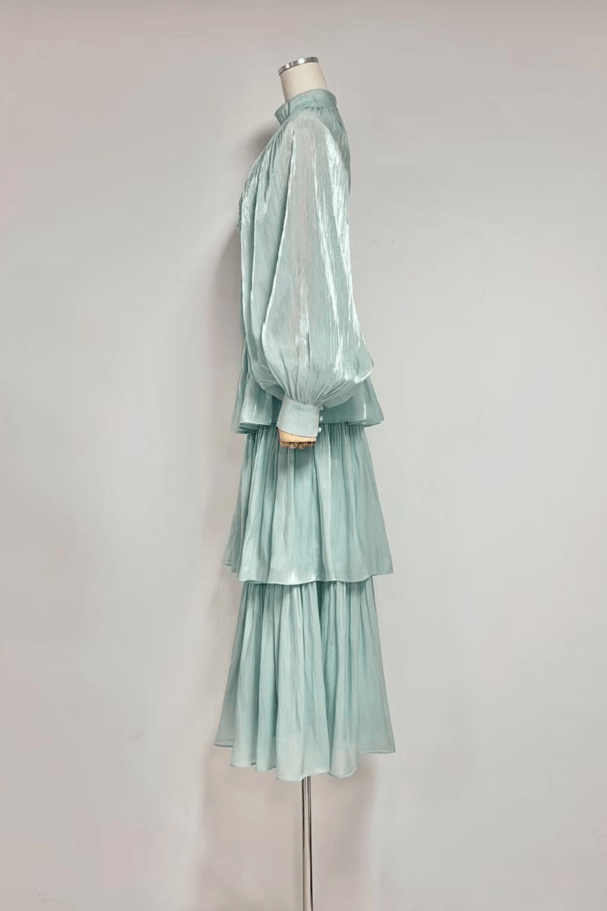 Diana Mint Green Puff Sleeve Tiered Dress Avalabel