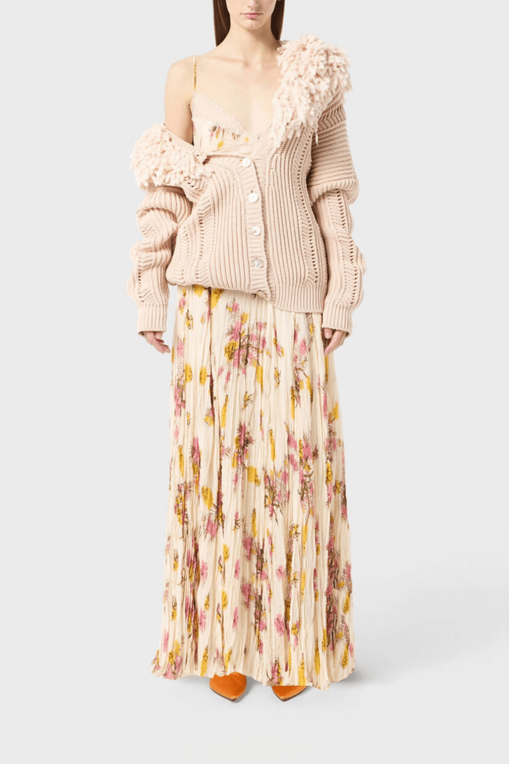 Golda Floral Spaghetti Strap Lace Trim Maxi Dress Avalabel