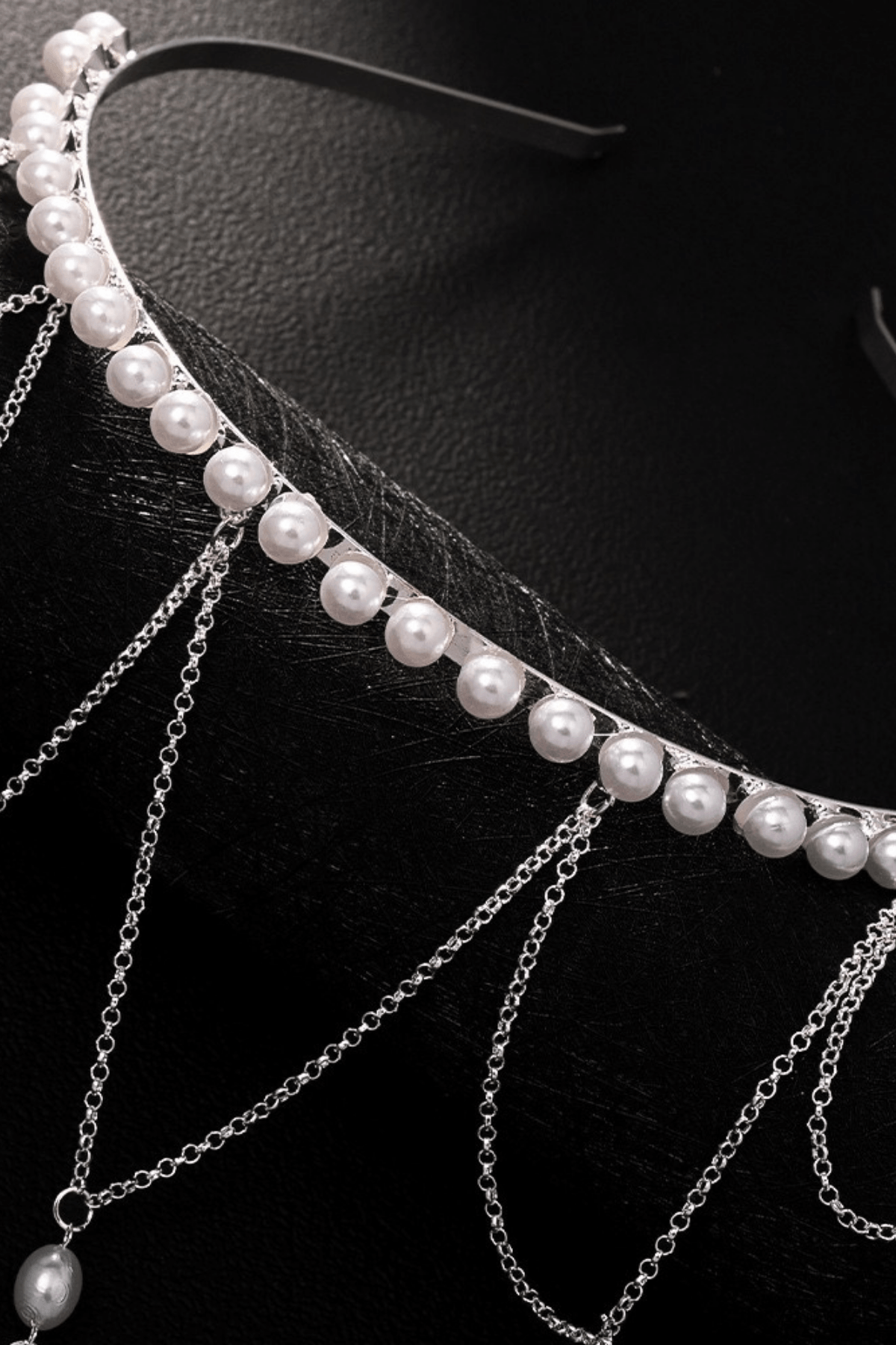 Layered Dangle Pearl Chain Headband Avalabel