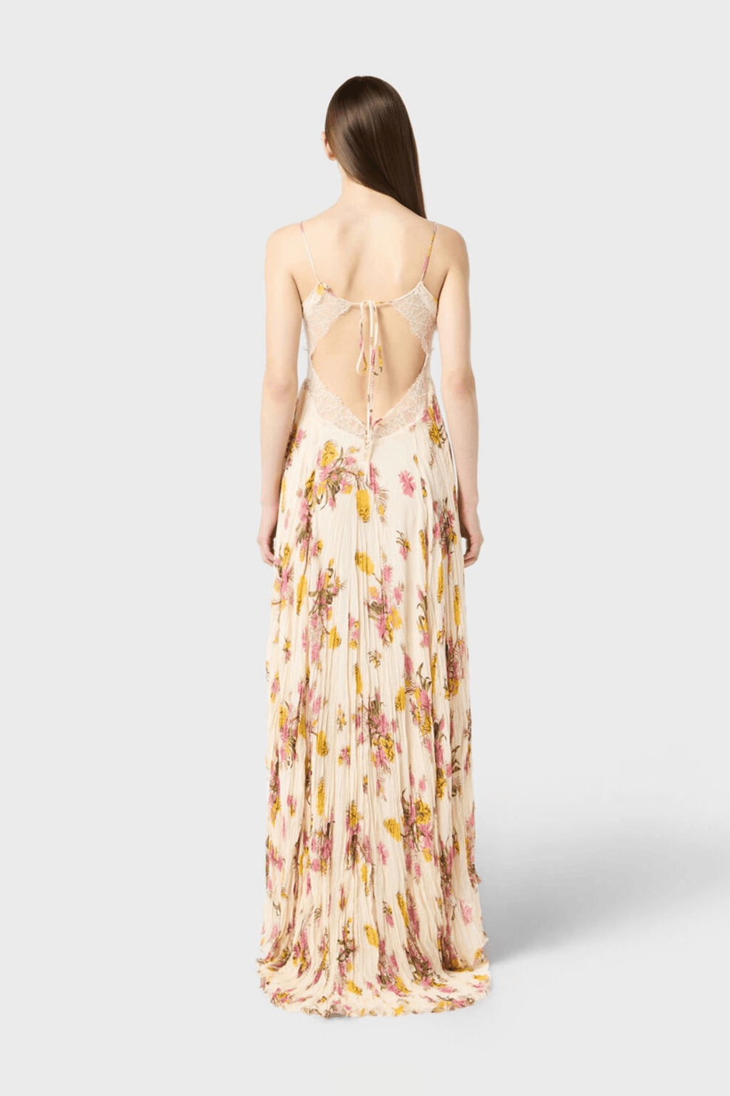 Golda Floral Spaghetti Strap Lace Trim Maxi Dress Avalabel