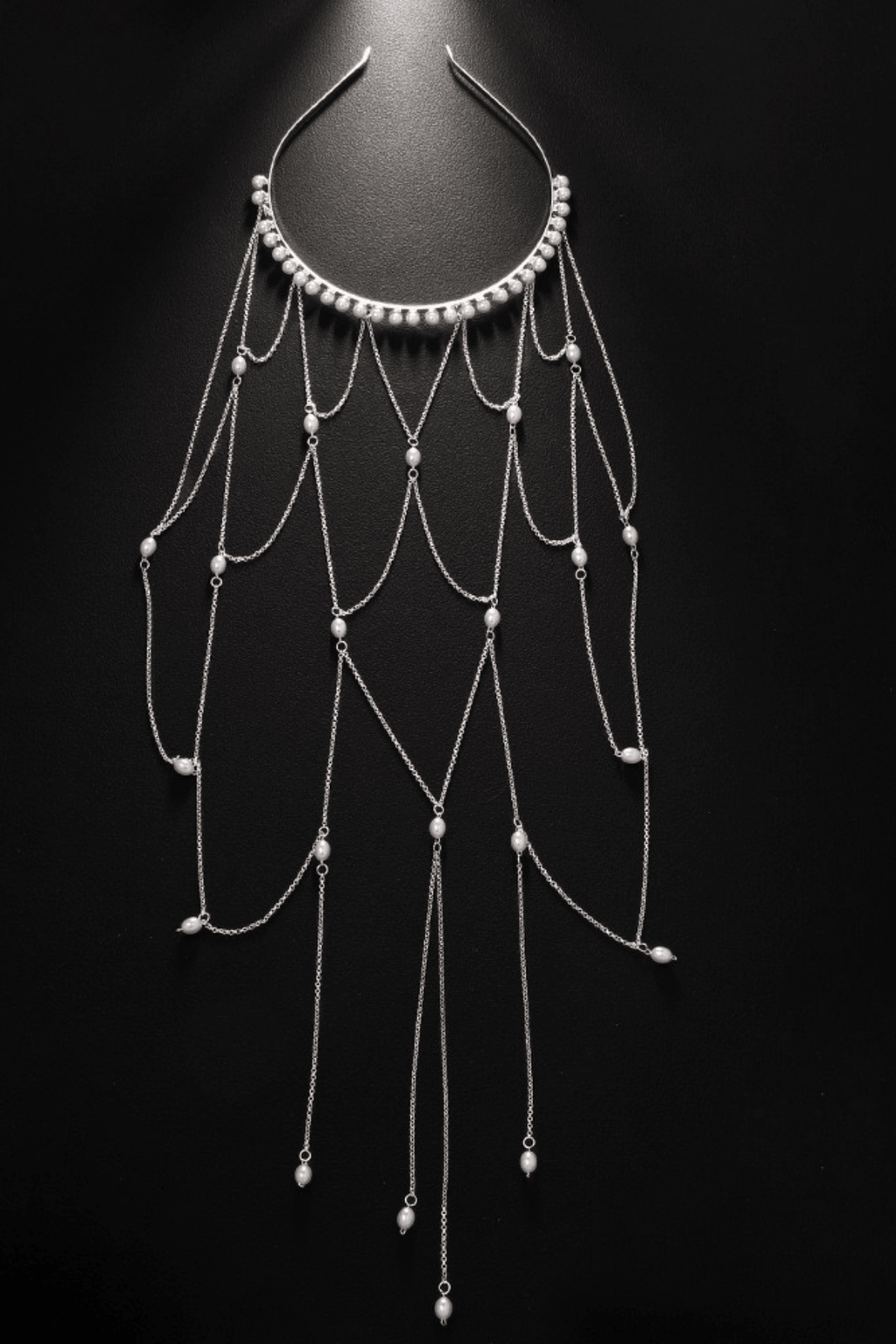 Layered Dangle Pearl Chain Headband Avalabel