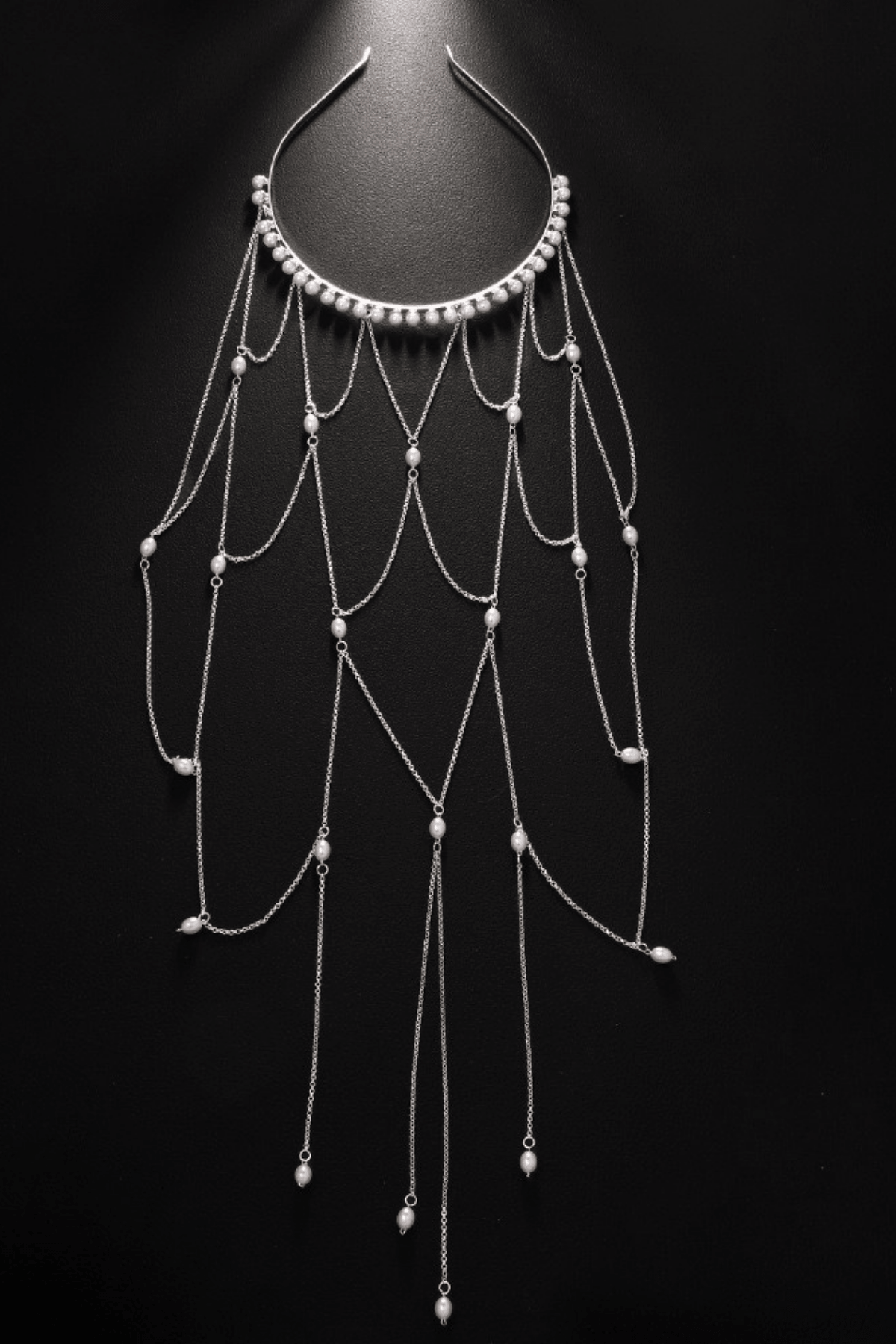 Layered Dangle Pearl Chain Headband Avalabel
