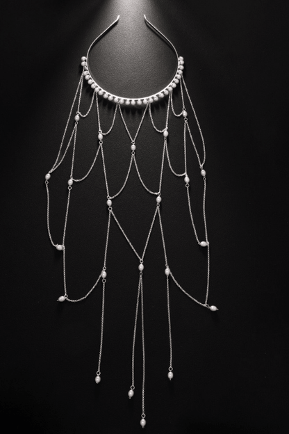 Layered Dangle Pearl Chain Headband Avalabel