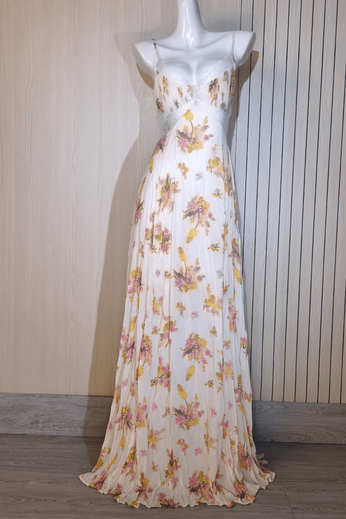 Golda Floral Spaghetti Strap Lace Trim Maxi Dress Avalabel