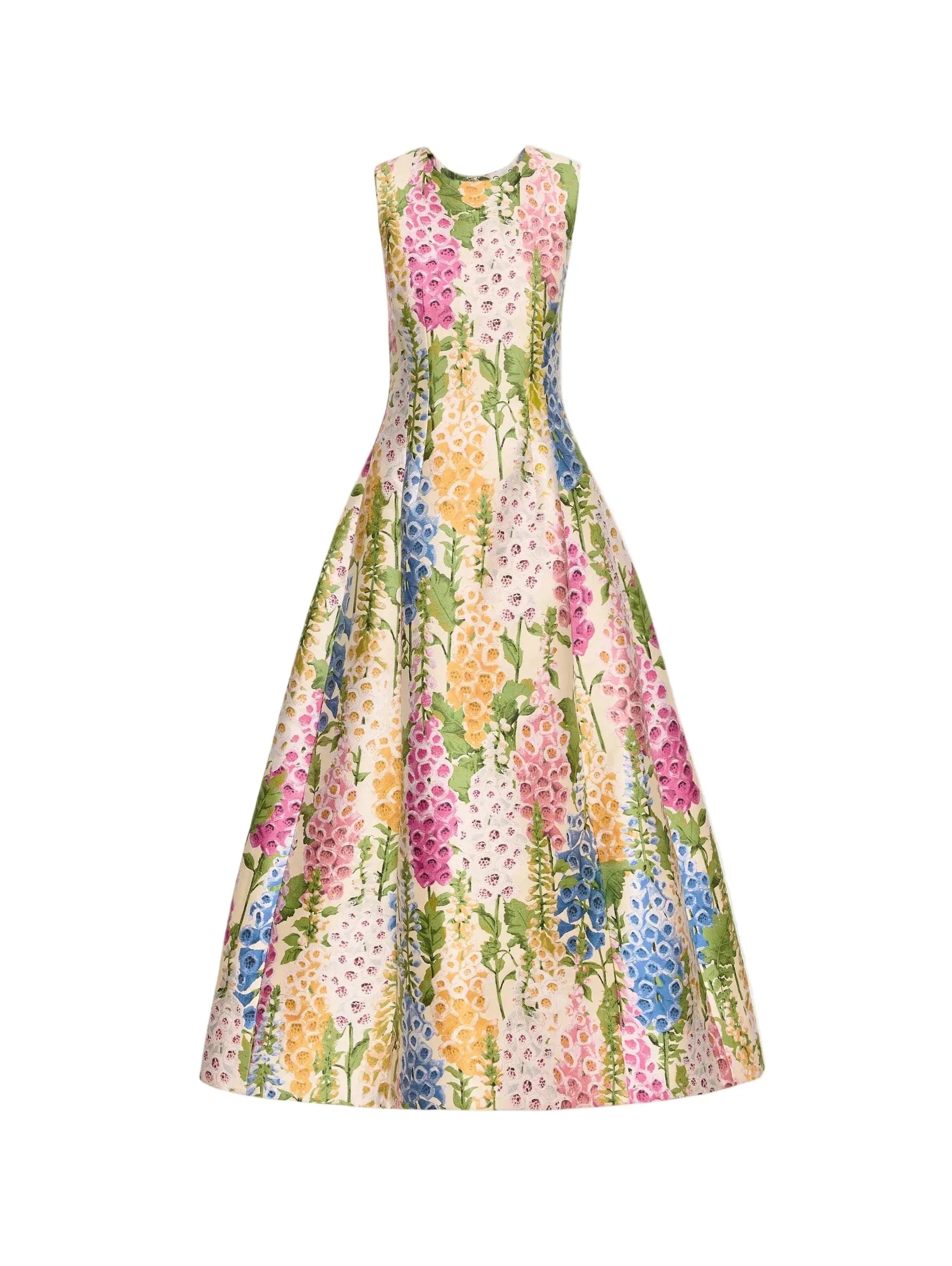 zenobia colorful print Jacquard sleeveless maxi Dress Avalabel