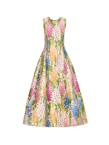 zenobia colorful print Jacquard sleeveless maxi Dress