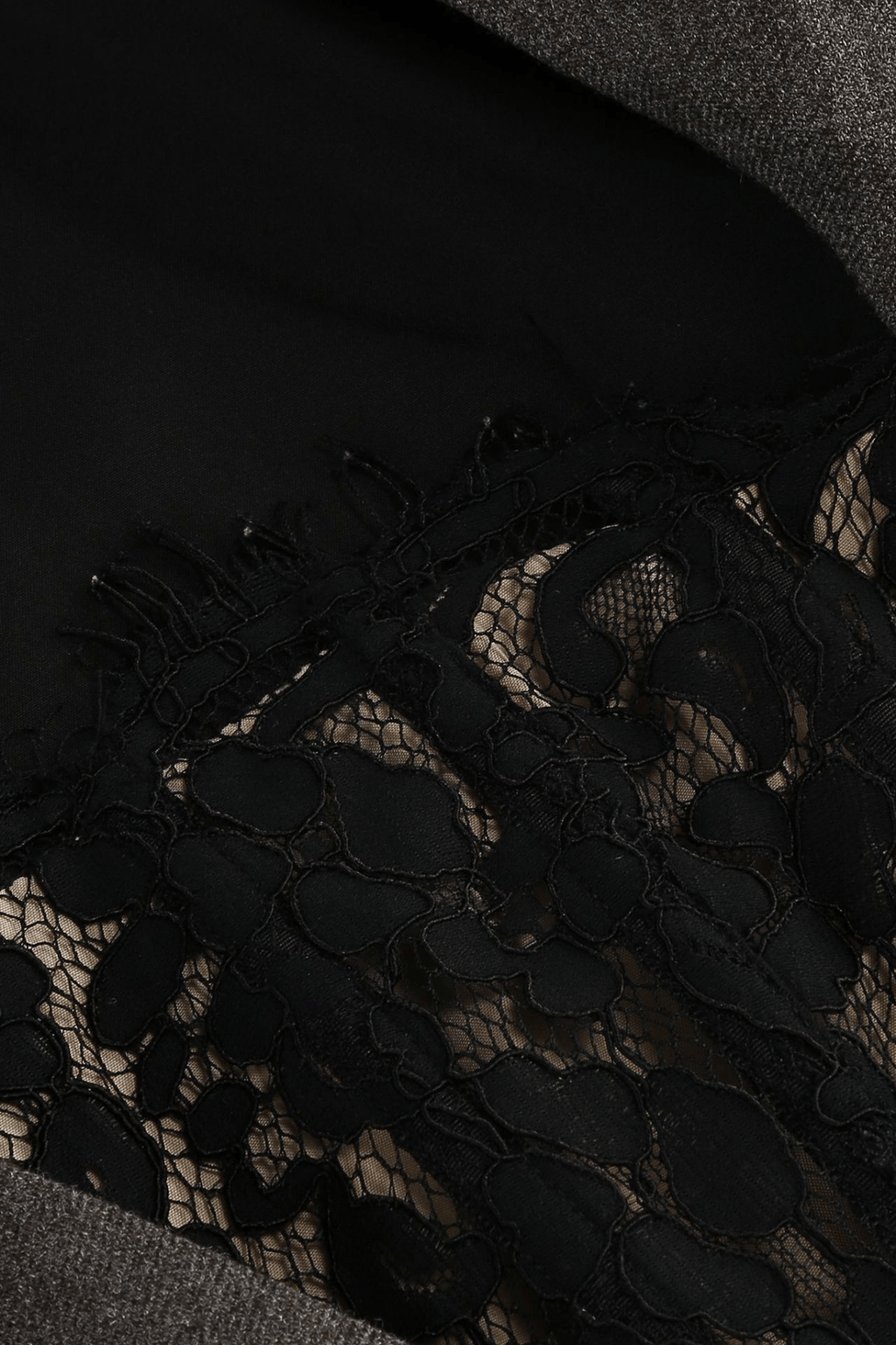 Joyce Gray Lace Detail Long Sleeve Slit Maxi Dress Avalabel