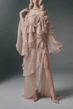Jade Pink Off Shoulder Ruffled Maxi Dress Avalabel