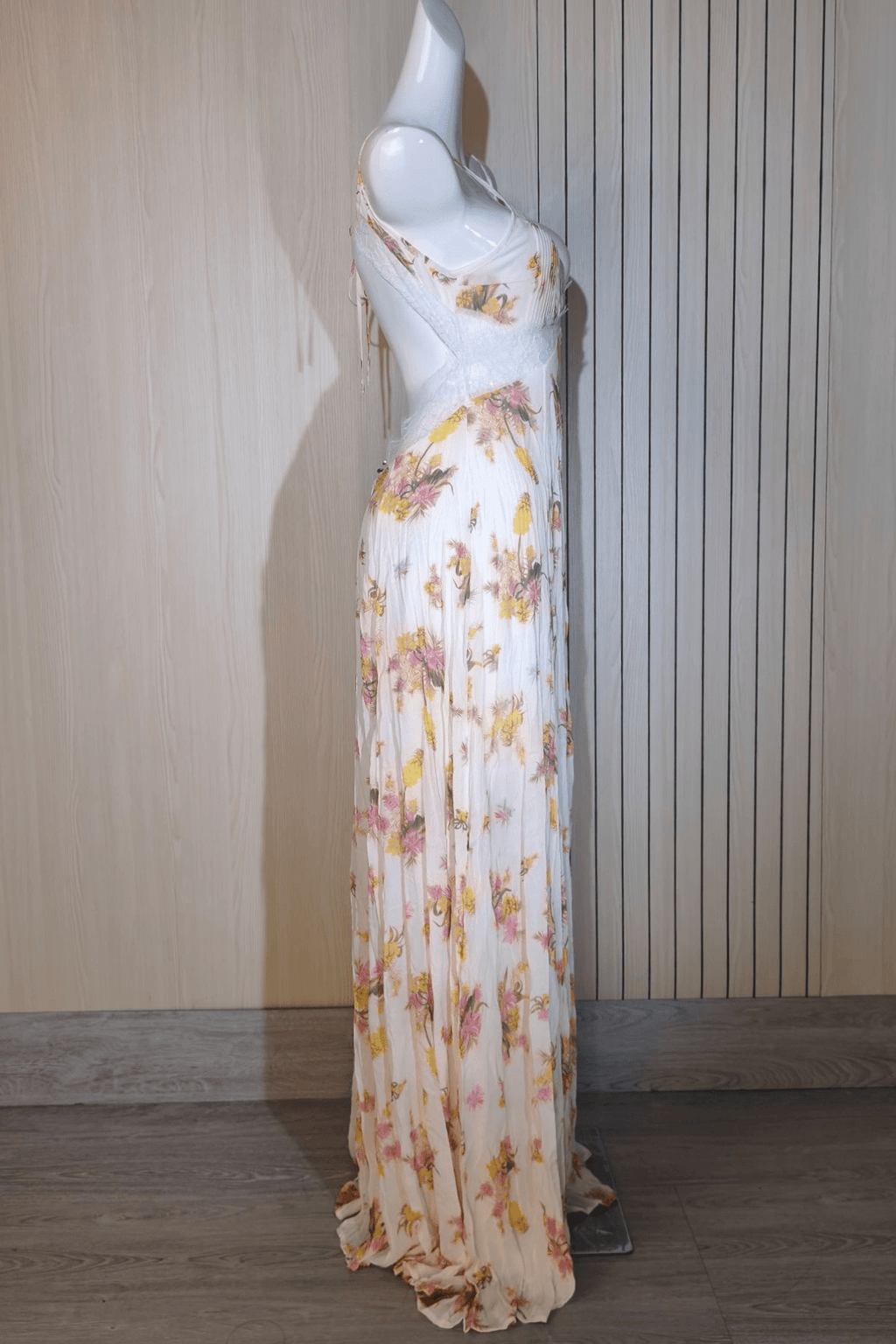 Golda Floral Spaghetti Strap Lace Trim Maxi Dress Avalabel