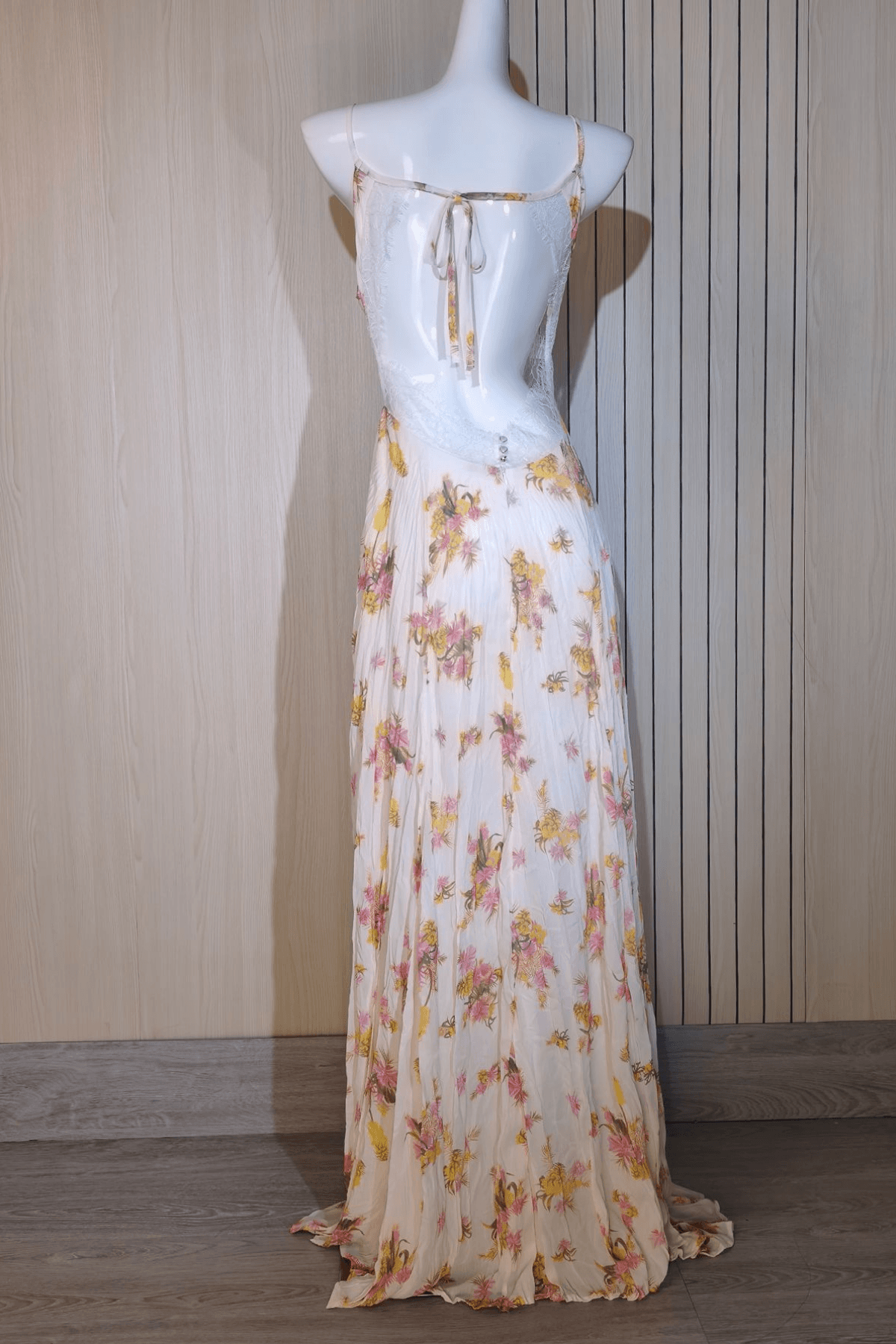 Golda Floral Spaghetti Strap Lace Trim Maxi Dress Avalabel