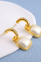 Gold C‑Hoop Square Shell Drop Earrings Avalabel