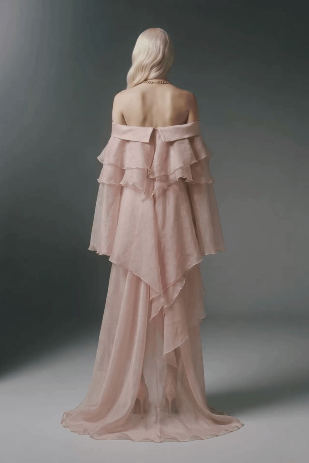 Jade Pink Off Shoulder Ruffled Maxi Dress Avalabel