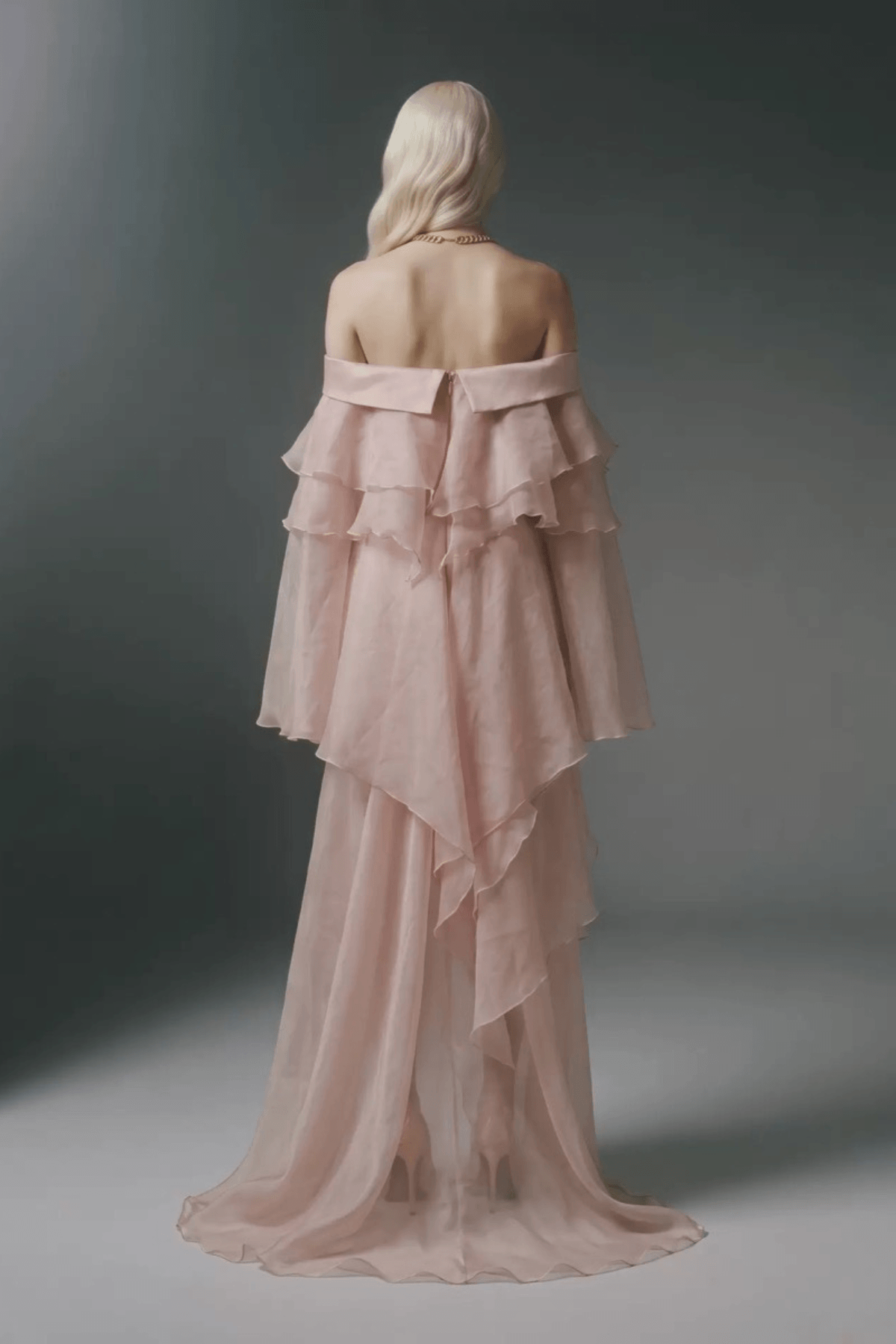 Jade Pink Off Shoulder Ruffled Maxi Dress Avalabel
