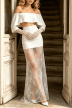 Alisa White Lace Off Shoulder Two Piece Set Avalabel