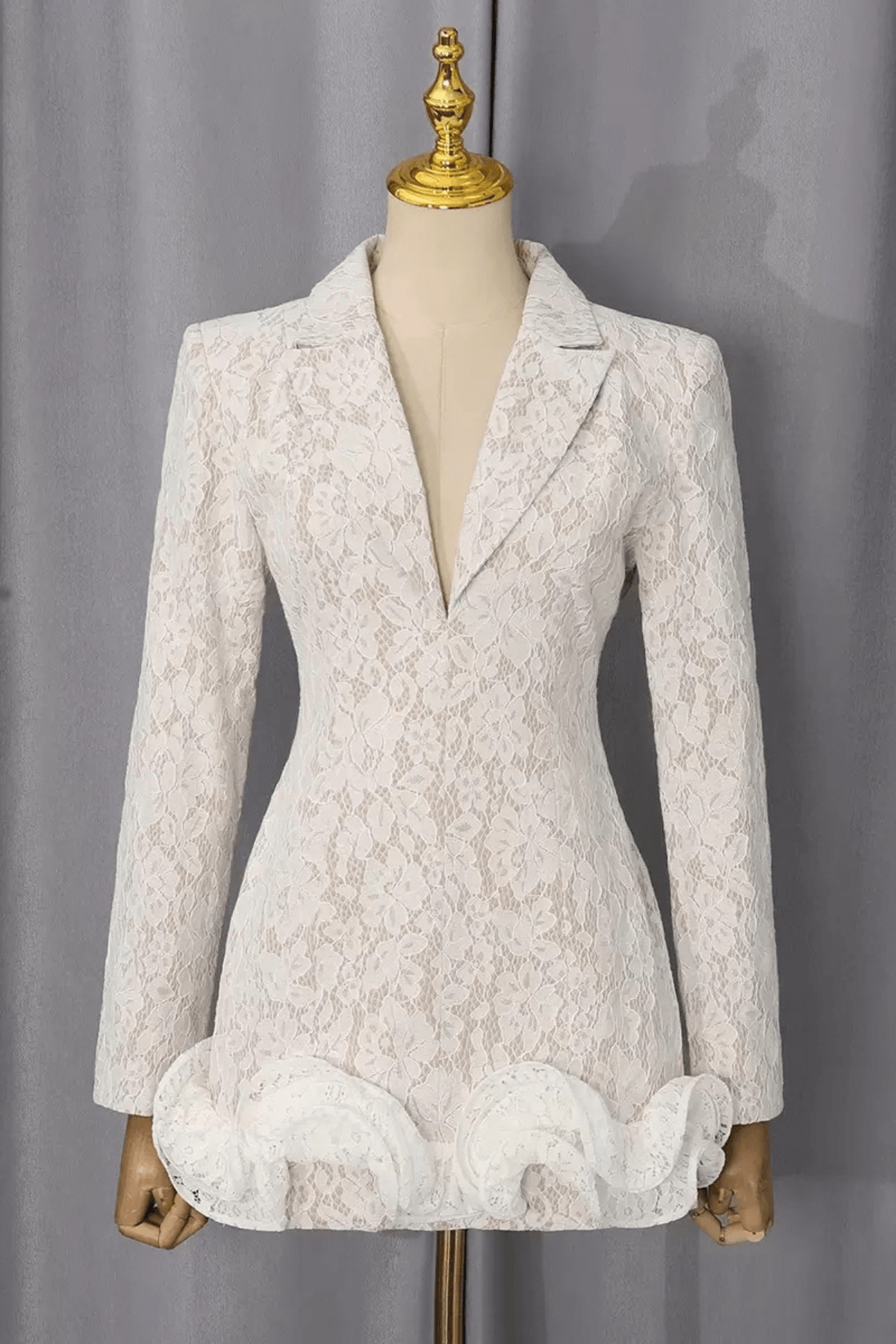 Joan Deep V Neck White Lace Mini Dress Avalabel